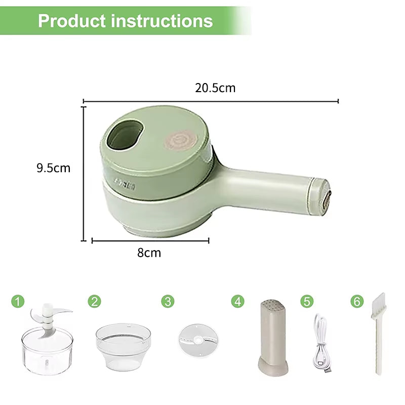Mini Electric Portable Vegetable Chopper - Food Processor Garlic Masher Vegetable Cutter Slicer - Kitchen Gadget